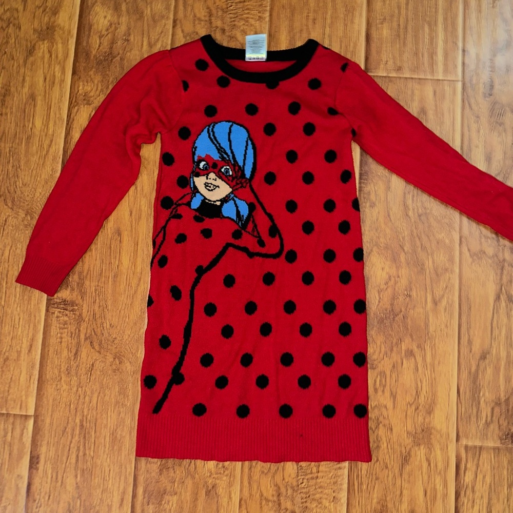 Zag Red Sweater with Black Polka Dots